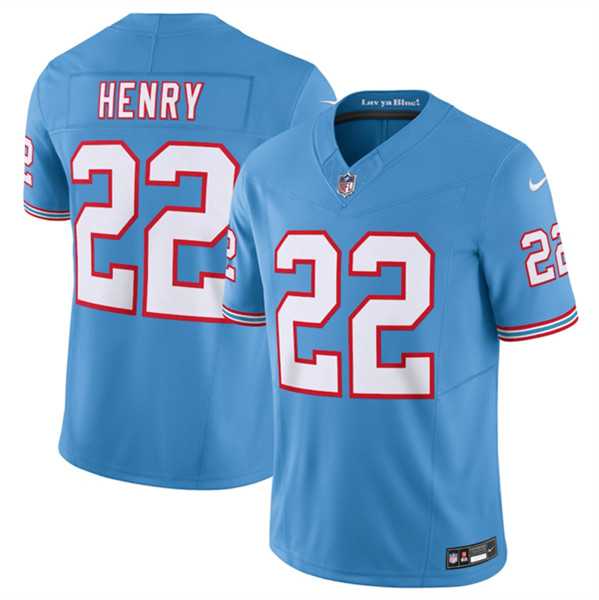 Men%27s Tennessee Titans #22 Derrick Henry Light Blue 2023 F.U.S.E. Vapor Limited Throwback Stitched Football Jersey